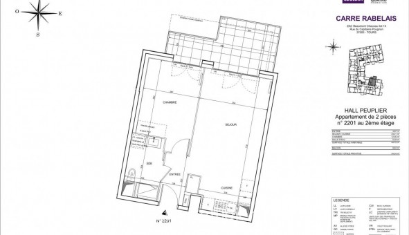 Logement tudiant T2 à Tours (37000)