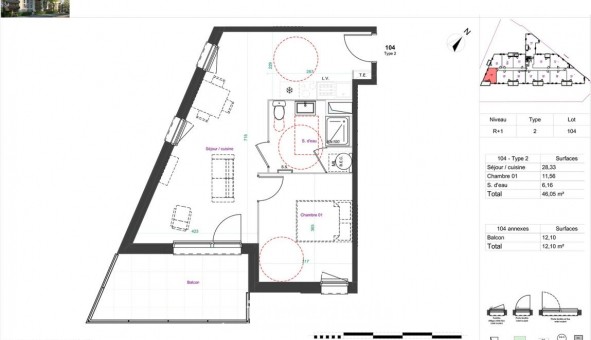 Logement �tudiant T2 &agrave; Tours (37000)