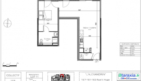 Logement �tudiant T2 &agrave; Tours (37000)