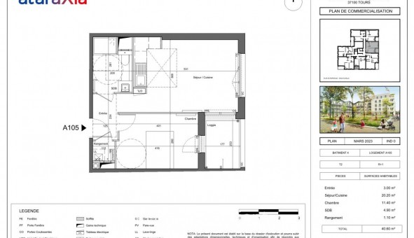 Logement �tudiant T2 &agrave; Tours (37000)