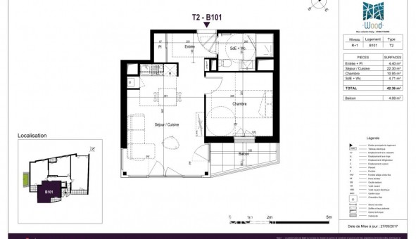 Logement �tudiant T2 &agrave; Tours (37000)