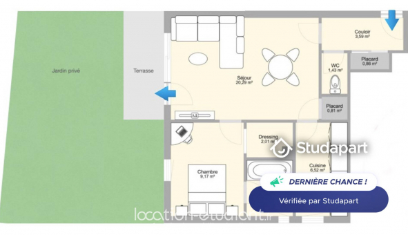 Logement tudiant T2 à Vandoeuvre ls Nancy (54500)