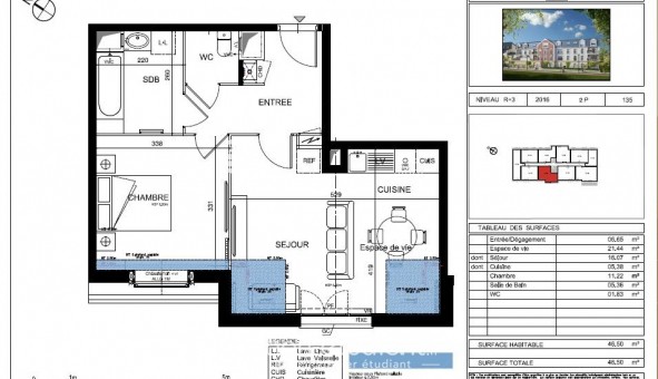 Logement �tudiant T2 &agrave; Vaur�al (95490)