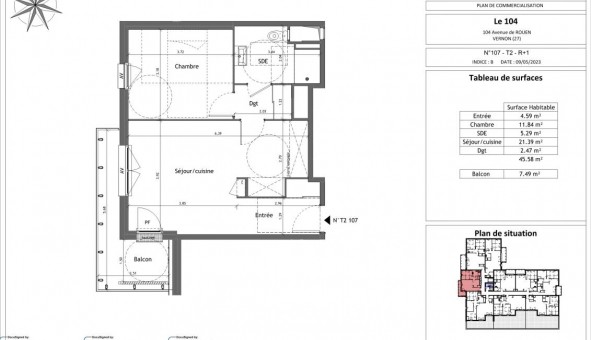 Logement tudiant T2 à Vernon (27200)