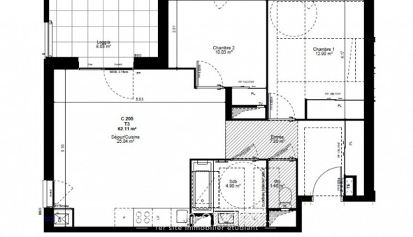 Logement tudiant T3 à Albertville (73200)