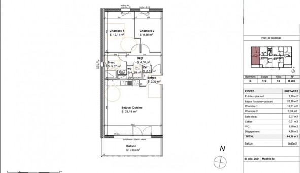 Logement tudiant T3 à Angers (49000)