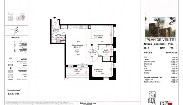 Logement �tudiant T3 &agrave; Angers (49000)