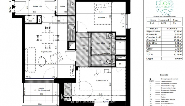 Logement �tudiant T3 &agrave; Angers (49000)