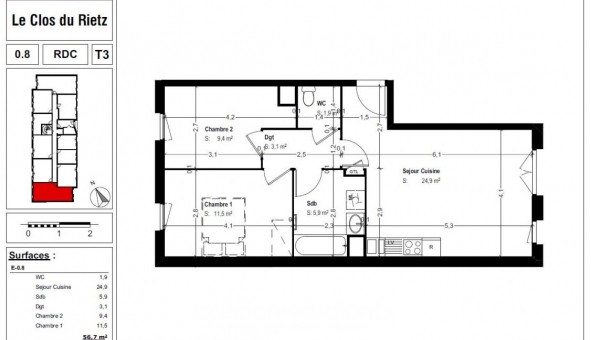 Logement tudiant T3 à Arras (62000)