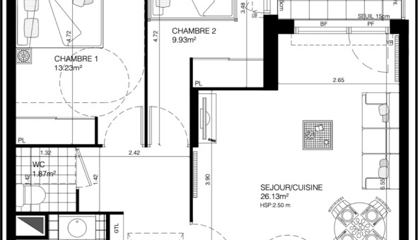 Logement tudiant T3 à Bagneux (92220)