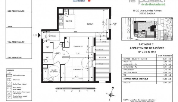 Logement tudiant T3 à Balma (31130)