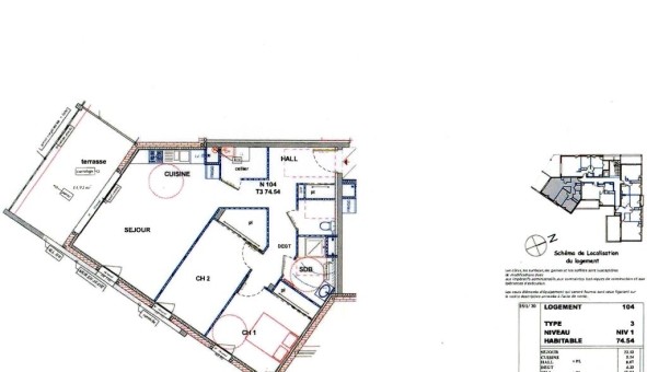 Logement �tudiant T3 &agrave; Barcelonne (26120)