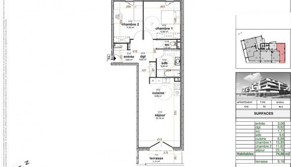 Logement tudiant T3 à Bezannes (51430)