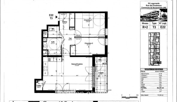 Logement �tudiant T3 &agrave; Bouguenais (44340)