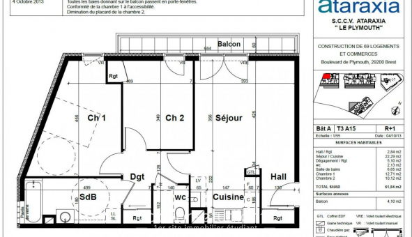 Logement tudiant T3 à Brest (29200)