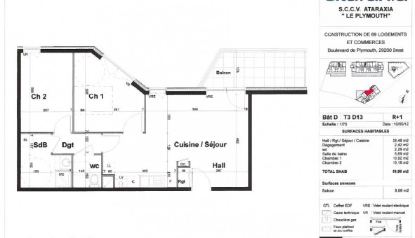 Logement �tudiant T3 &agrave; Brest (29200)