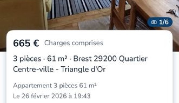 Logement �tudiant T3 &agrave; Brest (29200)