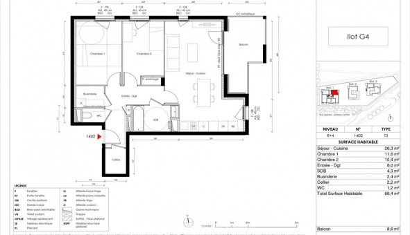 Logement tudiant T3 à Bron (69500)