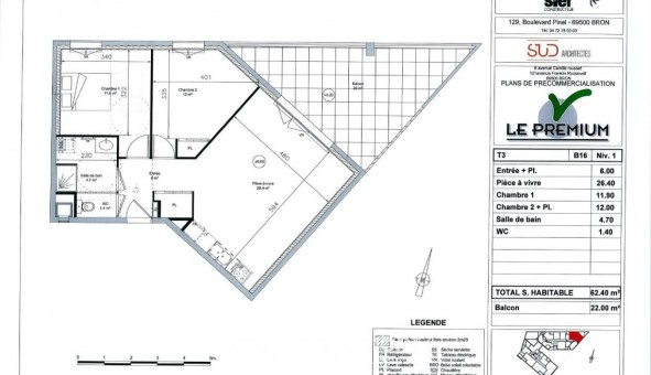 Logement �tudiant T3 &agrave; Bron (69500)