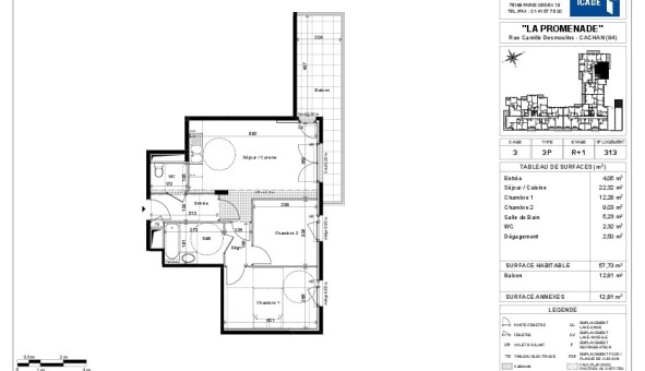 Logement tudiant T3 à Cachan (94230)
