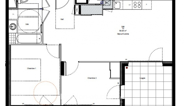 Logement �tudiant T3 &agrave; Chamb�ry (73000)