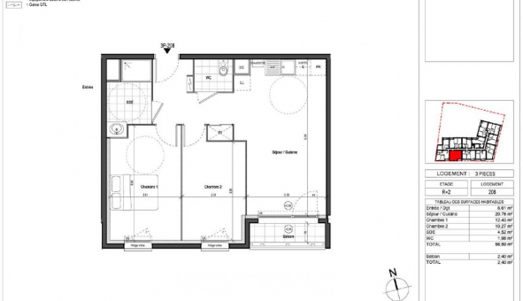 Logement tudiant T3 à Chartres (28000)