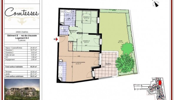Logement tudiant T3 à Chartres (28000)