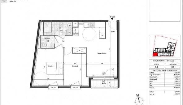 Logement �tudiant T3 &agrave; Chartres (28000)