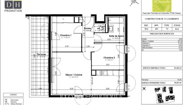 Logement �tudiant T3 &agrave; Chessy (77700)