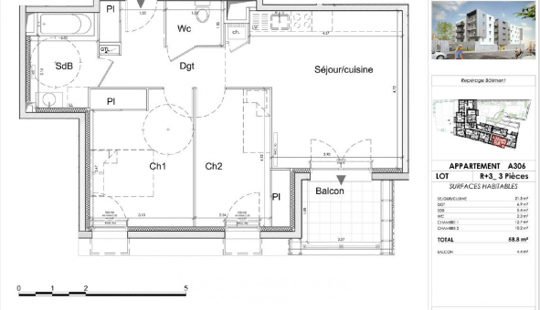 Logement tudiant T3 à Clermont Ferrand (63000)