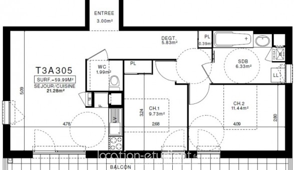 Logement �tudiant T3 &agrave; Clermont Ferrand (63000)