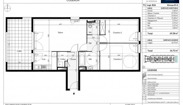 Logement tudiant T3 à Couron (44220)