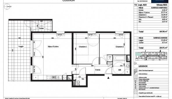 Logement �tudiant T3 &agrave; Cou�ron (44220)