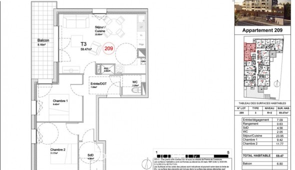 Logement �tudiant T3 &agrave; D�ville l�s Rouen (76250)