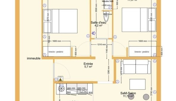 Logement �tudiant T3 &agrave; Dieppe (76200)