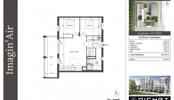 Logement tudiant T3 à Dijon (21000)