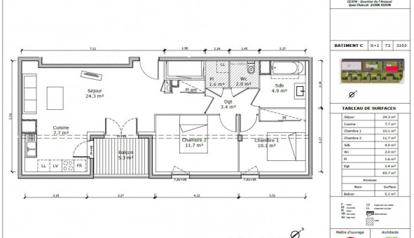 Logement �tudiant T3 &agrave; Dijon (21000)
