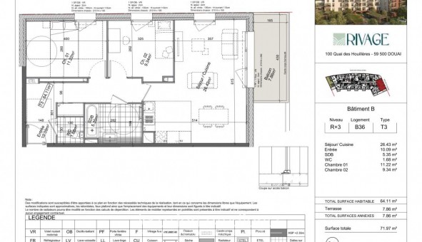 Logement tudiant T3 à Douai (59500)