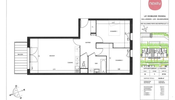 Logement �tudiant T3 &agrave; Emmerin (59320)