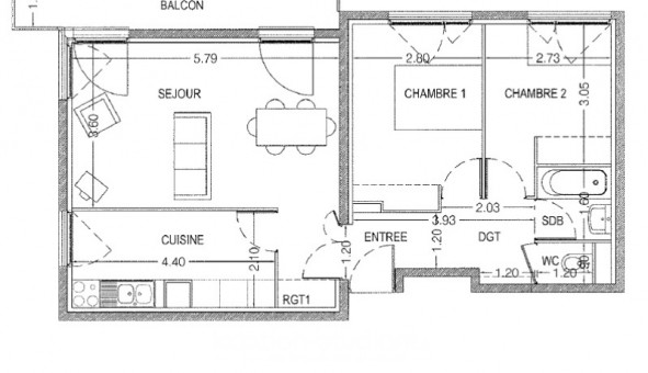 Logement tudiant T3 à Grenoble (38000)