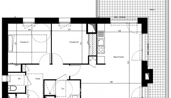 Logement �tudiant T3 &agrave; Grenoble (38000)