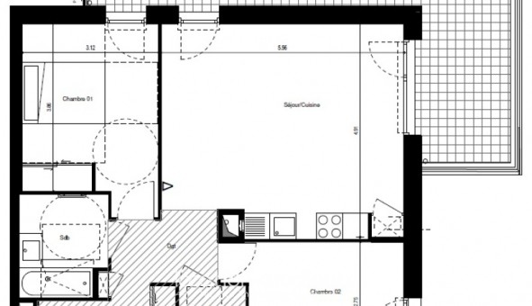 Logement �tudiant T3 &agrave; Grenoble (38000)