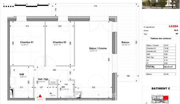 Logement tudiant T3 à Huningue (68330)