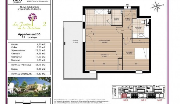 Logement tudiant T3 à Jou ls Tours (37300)