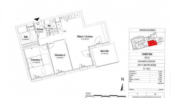 Logement tudiant T3 à Jouy le Moutier (95280)