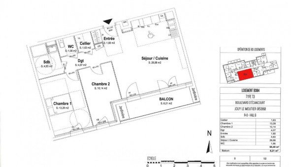 Logement tudiant T3 à Jouy le Moutier (95280)