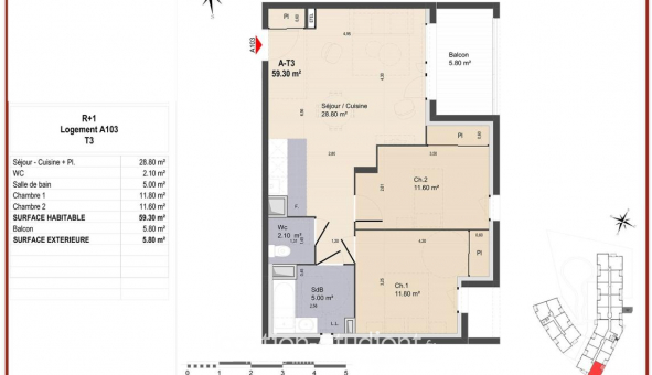 Logement �tudiant T3 &agrave; La Membrolle sur Choisille (37390)