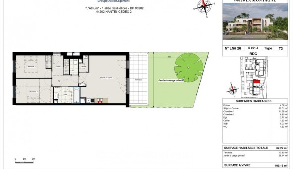 Logement tudiant T3 à La Montagne (44620)