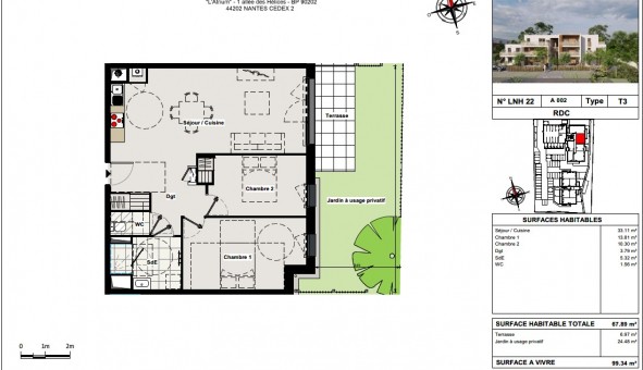 Logement tudiant T3 à La Montagne (44620)