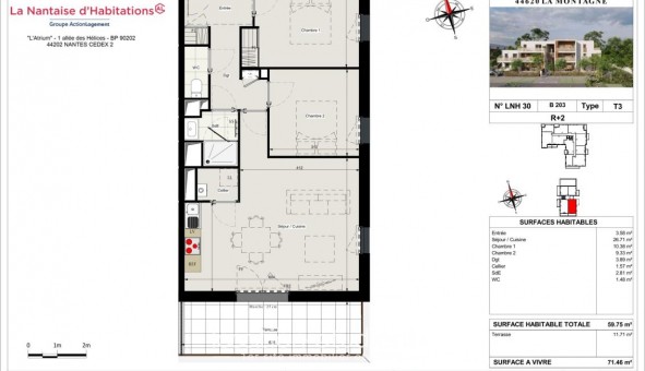 Logement tudiant T3 à La Montagne (44620)
